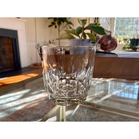 Vintage Glass Ice Bucket with Silver Handle, Barware  Made in Italy - Picture 7 of 10